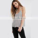 Sweet Women Wear Sleeveless Printed Design Fashion Summer Ladies Tops