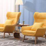 Modern Ash Wood Fabric Cushion Living Room Lounge Chair thumbnail-3