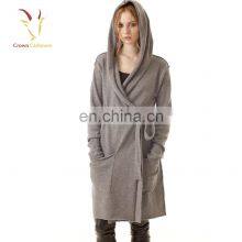 Женский длинный свитер из шерстяного касmere, модный кардиган с капюшоном thumbnail-3