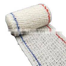 New Product Surgical Items Medical Spandex Cotton Crepe Bandage With Red/blue Lines