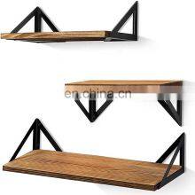 Metal Shelf Rustic Wood Home Decoration Floating Shelves Set Wall Mounted Shelves thumbnail-5