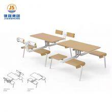 4 Seat Dining Cafeteria Tables And Chair Set Wood School Dining Hall Canteen Table And Chair thumbnail-3