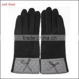 2016 New Style Woolen Gloves With Leather Wrist for Women thumbnail-5