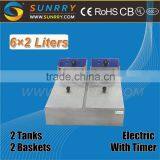 Counter Top Deep Fryer for Sale 2 Tank 2 Basket With Timer for Fryer Fries (SY-TF26B SUNRRY) thumbnail-2