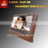 9 inch active headrest dvd player, headrest dvd, headrest dvd player, dvd player with speaker,IR,FM,USB,SD,32 and 8 bit Game