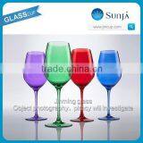 Glass house ware retro alochol glassware colored wine glass goblet customed engraved goblets colored wine glass goblet