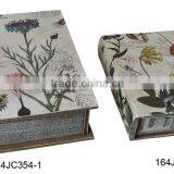 164JC354-1-2 Custom design floral wood book box sets Home decorative book boxes Home goods