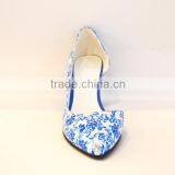 Hot Selling Chinese Ink Painting Pretty Women Dress Shoes Blue and White Porcelain Flower Women Grace Sandals thumbnail-4