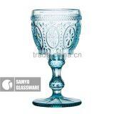 SAMYO Handcrafted Home Usage Pressed Flower Pattern Glass in Bule Color thumbnail-3