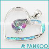 Wholesale Fashion Series of Water on the Heart Blue Opal Sterling Silver Unisex Necklace Pendant thumbnail-4