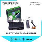 DVB FTA t2 s2 combo DVB-T2/S2 twin tuner LAN USB TV Box satellite receiver