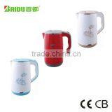 2015 New Year Gift Special Looking Resistant Heat Double Wall Stainless Steel Electric Kettle