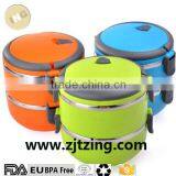 Eco-friendly pp material stainess steel colorful food keep warm biodegradable lunch box