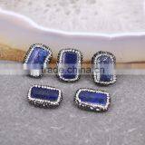 Natural lapis lazuli Stone beads with Crystal Zircon Paved Gem stone Connector Beads For Jewelry Making