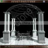 Cheap White Marble Gazobo With Iron Roof for Sale thumbnail-1