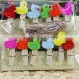 Hot Small Colorful Wooden Duck Decoration Photo Clip Made in China