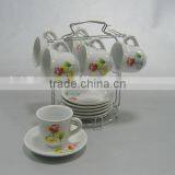 Rose Decal Ceramic Mug and Saucer With Rack thumbnail-1