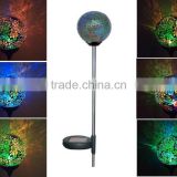 Solar Powered Mosaic Glass Ball Garden Stake Lamp Color Change Yard LED Light