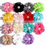 Fabric Chiffon Flower With Pearl Beads Center for Kids Hair Accessories thumbnail-3