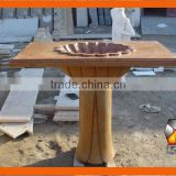 Carved Natural Stone Basin With Mirror Fram