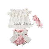 Toddler Girl Clothing Set 3 Pcs Summer Baby Pompom Clothes Outfits thumbnail-5