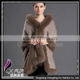 CX-B-P-24B Fox Fur Trim Wholesale Cheap Soft Pashmina Shawl Supplier