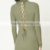Wholesale High Quanlity Custom Long Sleeve Ribbed Bodycon Choker Dress With Sexy Back Design China Supplier thumbnail-2