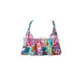 Flora Print Swimsuits,strappy Back Flounce Top With Cheeky Bottom thumbnail-2