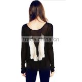New design plus size round neck black and white loose bat sleeve casual clothes Wing printing t shirt blank t-shirt