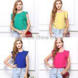 New Design Office Ladies Chiffon Short Sleeve Blouses thumbnail-1