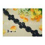 Black Crystal Rhinestone Applique Trim , Rhinestone Trimming For Dresses thumbnail-1