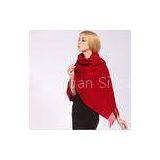 Modern Solid Color 100% Wool Scarf Pashmina With Hand Rolling Hem