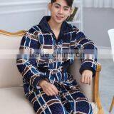 100% Polyester Warm Men Pajamas High Quality With Button thumbnail-1