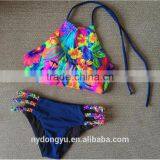 Pink Flower Halter Printed Swimwear Bikini/yzh Fancy Bikini Swimwear/ Fancy Bikini Set Swimwear Beachwear thumbnail-6