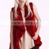 YanRan Fur YR052 Red Hand Knit Rabbit Fur Gliet/OEM Factory Top Quality Wholesale Fur Vest thumbnail-4