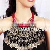 Indian Designer Tribal Fusion Afghani Old Coin NECKLACE - Vintage Festival Jewelry - Afghan Tribal Necklace thumbnail-1