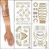 Wholesale Newest Design Tattoo Sticker Metallic Sexy Ladies Makeup& Henna Small Order Cheap Tattoo Stickers Paper Gold Silver