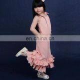 2019 New Wide Leg Korean Fashion Pink Ruffle Pants Jumpsuits for Girls thumbnail-2