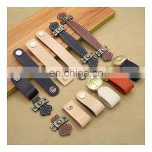 Leather Handle Bag Handle Drawer Door Knob Brown Black Furniture Hardware Decoration Zinc Alloy Cabinet Dresser thumbnail-2