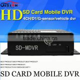 4CH Mobile Dvr Wth SD Card H.264 Compression, CIF/HD1/D1 Optioanl ,Support USB Mouse