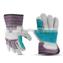 Cow Split Leather Working Gloves/ Rubberized Cuff and Cotton Cloth Back/Cotton Lined thumbnail-1