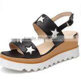 2016 New Design Comfortable Ladies Female Woman High Heel Platform Genuine Cow Leather Sandals With Stars Decoration thumbnail-1