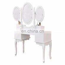 Classic Wooden 3 Fold Mirrors White Dressing Table Wood Dresser thumbnail-3