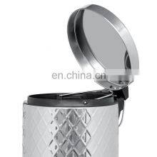 Popular Special Pattern Design Trash Can Embossing Surface Dust_Bin Bathroom Hotel Luxury Household Stainless Stee LTrash Bin thumbnail-4