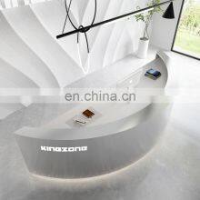 Luxury White Front Desk Counter Reception Desk Modern Solid Surface Hotel Beauty Salon Reception Desks thumbnail-5