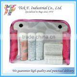 Plastic Snap Button Closure Polyester + Clear PVC Cosmetic Bag