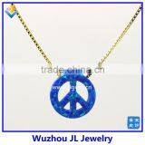 High Quality Synthetic OP05 Peace Sign Opal Pendant With 925 Sterling Silver18K Plated Chain Necklace thumbnail-1
