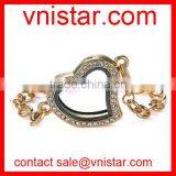 Vnistar exchangeable floating heart memory locket bracelet wholesale with 30mm heart locket VSB180