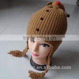 hot sale beanie hat ,acrylic hat / winter hat / free pattern knitted hat earflap