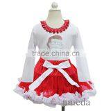 Xmas Girls Red White Pettiskirt Tutu Rhinestone Santa Tee 2pcs Party Dress 1-7Y thumbnail-4